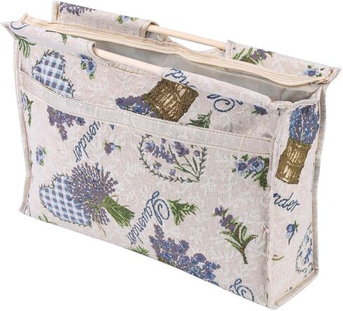 Knitting Yarn Storage Bag, Tote Organizer for Yarn Crochet Hooks Needles and Wool, Also for Magazines Sweaters, with Zipper, Wooden Handle, 2 Colors(Rose) in Saudi Arabia