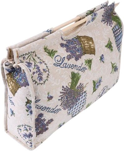 Knitting Yarn Storage Bag, Tote Organizer for Yarn Crochet Hooks Needles and Wool, Also for Magazines Sweaters, with Zipper, Wooden Handle, 2 Colors(Rose) in Saudi Arabia