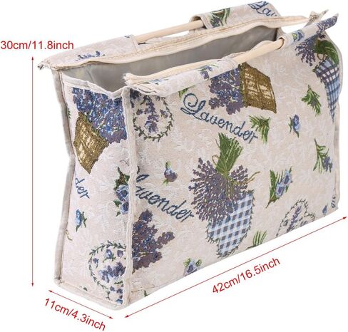 Knitting Yarn Storage Bag, Tote Organizer for Yarn Crochet Hooks Needles and Wool, Also for Magazines Sweaters, with Zipper, Wooden Handle, 2 Colors(Rose) in Saudi Arabia