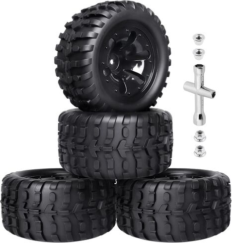 1/10 Scale RC Monster Truck Wheels Tires Set 12mm Hex 2.8 Tires Compatible with Traxxas Stampede Redcat Rustler Brushless Lipo Power 2S-4S (Non-Glued) in Saudi Arabia