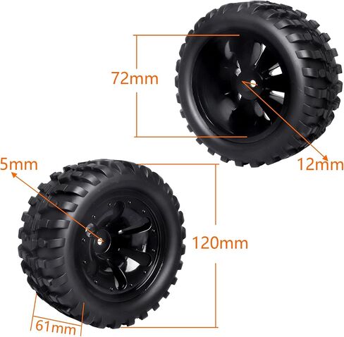 1/10 Scale RC Monster Truck Wheels Tires Set 12mm Hex 2.8 Tires Compatible with Traxxas Stampede Redcat Rustler Brushless Lipo Power 2S-4S (Non-Glued) in Saudi Arabia