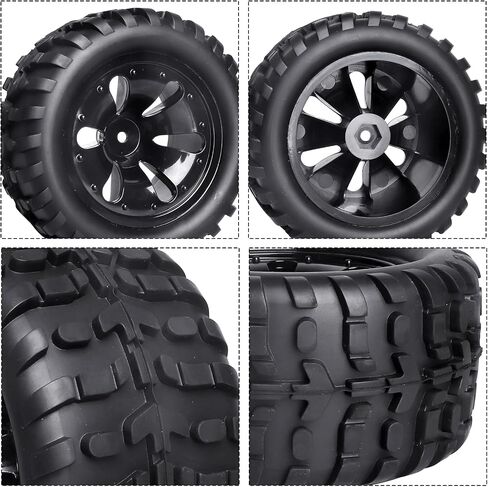 1/10 Scale RC Monster Truck Wheels Tires Set 12mm Hex 2.8 Tires Compatible with Traxxas Stampede Redcat Rustler Brushless Lipo Power 2S-4S (Non-Glued) in Saudi Arabia
