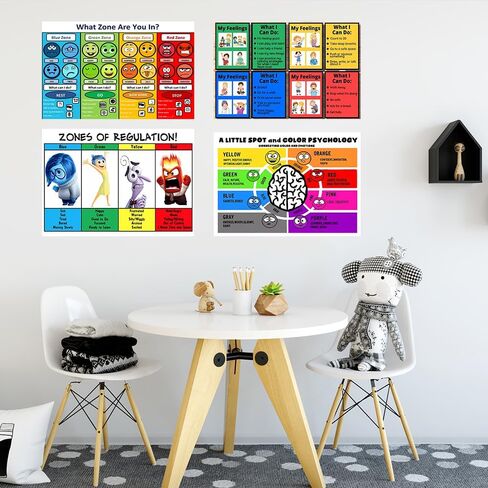 CULION Zones of Regulation Poster, Feelings Posters, Feelings Chart For Kids, Emotions Poster, Autism Sensory Products, Set of 4 (08×12inch) in Saudi Arabia
