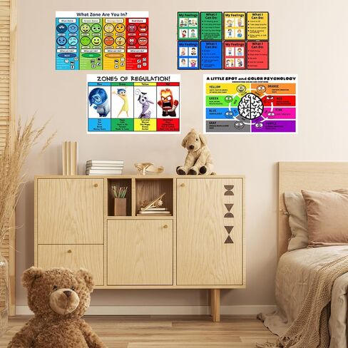 CULION Zones of Regulation Poster, Feelings Posters, Feelings Chart For Kids, Emotions Poster, Autism Sensory Products, Set of 4 (08×12inch) in Saudi Arabia