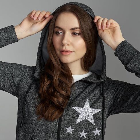 24 Pieces 5 Sizes Iron On Star Patches Adhesive Star Patches Star Shape Rhinestone Appliques Patch DIY Accessory for Clothing Jeans Bags Hats Repair Decoration (Silver) in Saudi Arabia