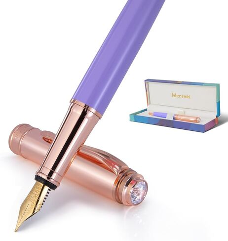 Turquoise Pen with 8MM Diamond-Stunning Luxury Fountain Pen, Schmidt 18K Gold Plated Nib (Medium), Real Rose Gold Finish, Fancy Pen Gift Set for Women, Executive, Nice, Beautiful Designer Pens in Saudi Arabia