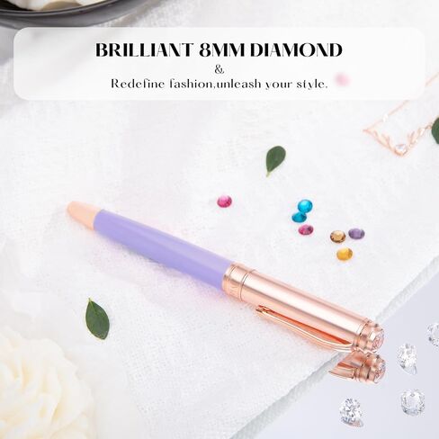 Turquoise Pen with 8MM Diamond-Stunning Luxury Fountain Pen, Schmidt 18K Gold Plated Nib (Medium), Real Rose Gold Finish, Fancy Pen Gift Set for Women, Executive, Nice, Beautiful Designer Pens in Saudi Arabia