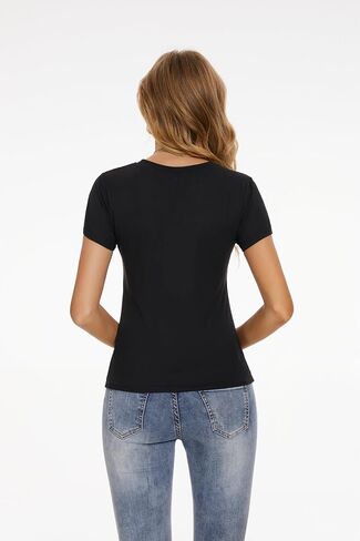 Memorose Womens Short Sleeve Basic T-Shirts Casual Going Out Crop Tops Slim Fit Summer Tops Y2k Clothing 2024 in Saudi Arabia