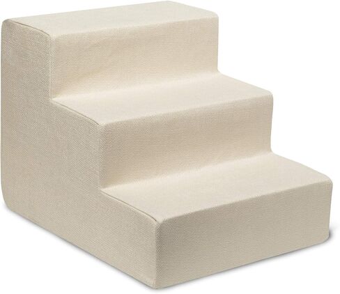 Best Pet Supplies Foam Pet Steps for Small Dogs and Cats, Portable Ramp Stairs for Couch, Sofa, and High Bed Climbing, Non-Slip Balanced Indoor Step Support, Paw Safe - Ivory, 3-Step (H: 13.5") in Saudi Arabia