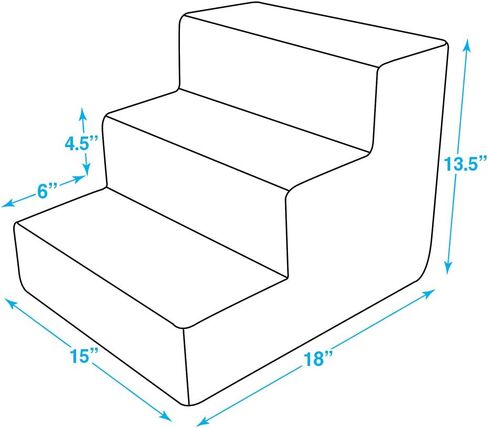 Best Pet Supplies Foam Pet Steps for Small Dogs and Cats, Portable Ramp Stairs for Couch, Sofa, and High Bed Climbing, Non-Slip Balanced Indoor Step Support, Paw Safe - Ivory, 3-Step (H: 13.5") in Saudi Arabia