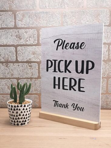 Please Pick Up Here Sign - Order, Delivery, Café, Takeaway, Coffee Shop, Sandwich Shop, Counter Sign, A4 size (Nw with Black Plastic Feet) in Saudi Arabia
