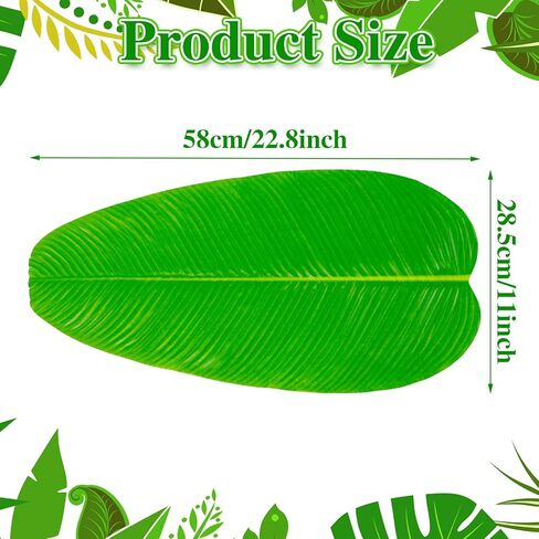 Cindeer 24 Pieces Large Artificial Banana Leaves Faux Tropical Leaves for Hawaiian Luau Party Jungle Beach Theme Decorations Wedding Home Kitchen Table Decoration Accessories in Saudi Arabia