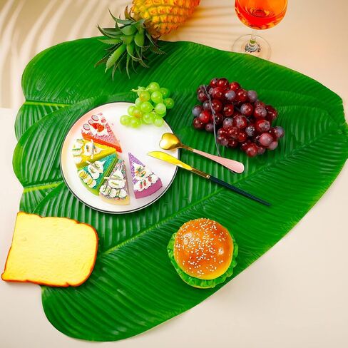 Cindeer 24 Pieces Large Artificial Banana Leaves Faux Tropical Leaves for Hawaiian Luau Party Jungle Beach Theme Decorations Wedding Home Kitchen Table Decoration Accessories in Saudi Arabia