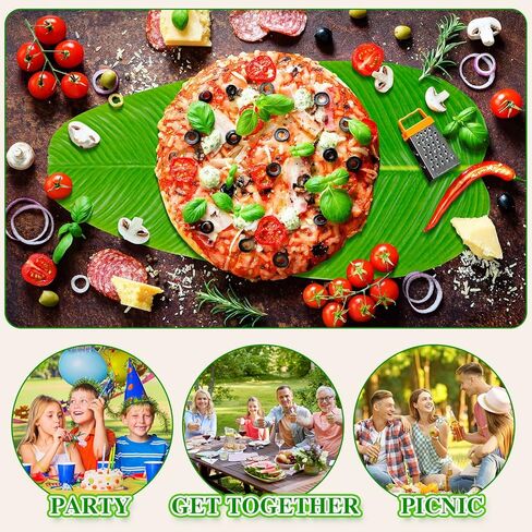 Cindeer 24 Pieces Large Artificial Banana Leaves Faux Tropical Leaves for Hawaiian Luau Party Jungle Beach Theme Decorations Wedding Home Kitchen Table Decoration Accessories in Saudi Arabia