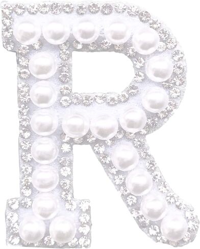 Rhinestone Iron On Patches, Sparkly Rhinestone and Elegant Pearls English Letter A-Z Clothing Decoration Sew On Patches for DIY Project, (M) in Saudi Arabia