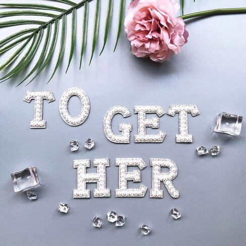 Rhinestone Iron On Patches, Sparkly Rhinestone and Elegant Pearls English Letter A-Z Clothing Decoration Sew On Patches for DIY Project, (M) in Saudi Arabia