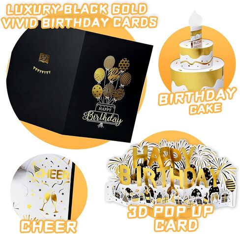 Musical Birthday Card, 3D Birthday Popup Cards & Blowable LED Light & Play Music Birthday Card, Blow out Light and Cheers 'Happy Birthday' Funny Birthday Greeting Card for Women Men Kids Husband Mom in Saudi Arabia