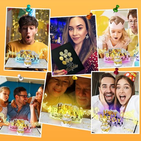 Musical Birthday Card, 3D Birthday Popup Cards & Blowable LED Light & Play Music Birthday Card, Blow out Light and Cheers 'Happy Birthday' Funny Birthday Greeting Card for Women Men Kids Husband Mom in Saudi Arabia
