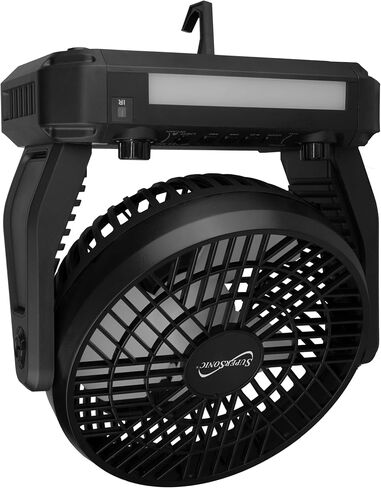 مكبر صوت بلوتوث يعمل بالطاقة الشمسية من Supersonic SC-1073ERF مع راديو FM، وإضاءة شعلة LED ومدخل USB/SD ومروحة، وراديو FM، و3 سرعات رياح، للنزهة والشواء والتخييم وطوارئ الإعصار in Kuwait