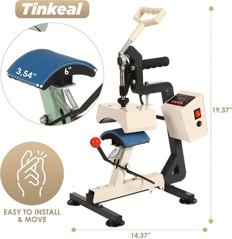 Tinkeal Hat Press Heat Machine Sublimation with 3.54"×6"Curved Heat Plate Portable Push-Pull Cap Pressing Machine for All Types Hat Sublimation, HTV, DTF & Infusible Ink Projects in Saudi Arabia