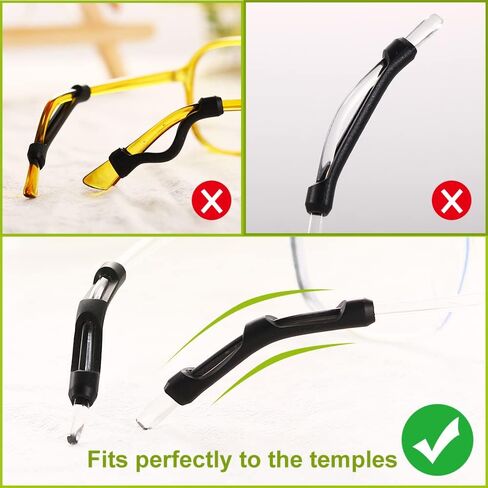 16 Pairs Eyeglasses Ear Grip Ear Hooks, Anti-Slip Holder Eyeglasses Stoppers Temple Tips Sleeve Retainer Eyewear Retainers Spectacle Stay For Eyeglasses, Sunglasses, Reading Glasses (Black) in Saudi Arabia