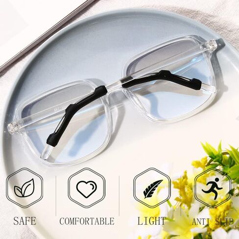16 Pairs Eyeglasses Ear Grip Ear Hooks, Anti-Slip Holder Eyeglasses Stoppers Temple Tips Sleeve Retainer Eyewear Retainers Spectacle Stay For Eyeglasses, Sunglasses, Reading Glasses (Black) in Saudi Arabia