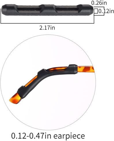 16 Pairs Eyeglasses Ear Grip Ear Hooks, Anti-Slip Holder Eyeglasses Stoppers Temple Tips Sleeve Retainer Eyewear Retainers Spectacle Stay For Eyeglasses, Sunglasses, Reading Glasses (Black) in Saudi Arabia