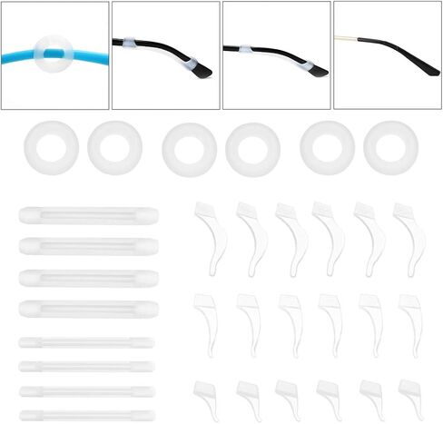 16 Pairs Eyeglasses Ear Grip Ear Hooks, Anti-Slip Holder Eyeglasses Stoppers Temple Tips Sleeve Retainer Eyewear Retainers Spectacle Stay For Eyeglasses, Sunglasses, Reading Glasses (Black) in Saudi Arabia
