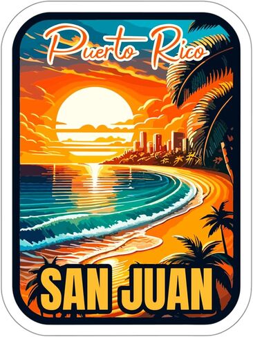 ملصق San Juan Puerto Rico مقاوم للطقس ملصق فينيل صغير مقاوم للماء لزجاجة المياه وكوب جواز السفر وسجل القصاصات والكمبيوتر المحمول ولوح التزلج والكمبيوتر والهاتف 4 بوصة in Saudi Arabia