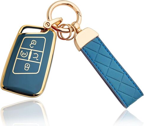 OLLEN Key Fob Cover with Keychain, Fit for Volkswagen VW Jetta Tiguan Passat Golf GTI Atlas Alltrack Arteon Taos, for Smart Keyless Entry Remote, Full Protection Soft TPU Key Case, 4 Button, Black in Saudi Arabia