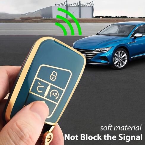 OLLEN Key Fob Cover with Keychain, Fit for Volkswagen VW Jetta Tiguan Passat Golf GTI Atlas Alltrack Arteon Taos, for Smart Keyless Entry Remote, Full Protection Soft TPU Key Case, 4 Button, Black in Saudi Arabia