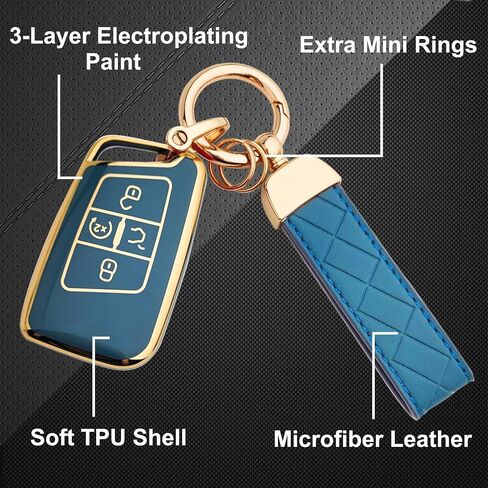 OLLEN Key Fob Cover with Keychain, Fit for Volkswagen VW Jetta Tiguan Passat Golf GTI Atlas Alltrack Arteon Taos, for Smart Keyless Entry Remote, Full Protection Soft TPU Key Case, 4 Button, Black in Saudi Arabia