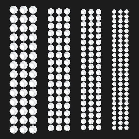 SAVITA 2800pcs / 4 Sheets Self Adhesive Pearl Stickers, 3mm/4mm/5mm/6mm Beauty Flat Back Stickers Adhesive Half for Makeup DIY Crafts Nail Art Scrapbooks Earrings Phone Case Decorations (White) in Saudi Arabia