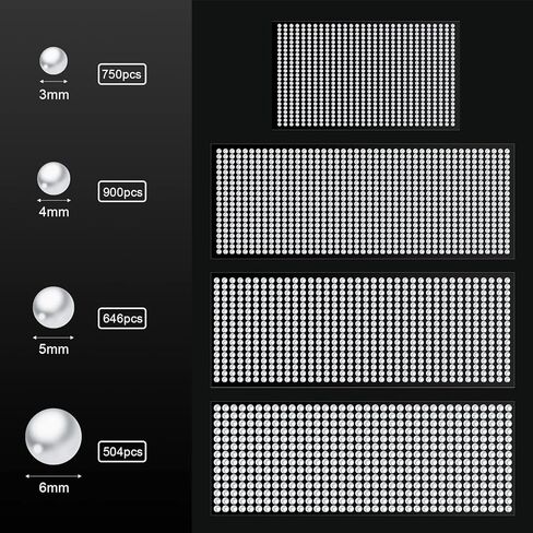 SAVITA 2800pcs / 4 Sheets Self Adhesive Pearl Stickers, 3mm/4mm/5mm/6mm Beauty Flat Back Stickers Adhesive Half for Makeup DIY Crafts Nail Art Scrapbooks Earrings Phone Case Decorations (White) in Saudi Arabia