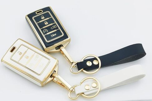 2 قطعة 5 أزرار TPU Smart Key Fob لـ 2023 2022 2021 Jeep Grand Cherokee L 2022 2023 Grand Cherokee Grand Wagoneer Key Fob Cover M3NWXFOB1 (أسود (أ)) in Kuwait