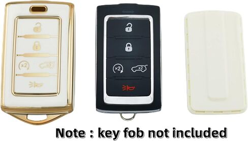 2Pcs 5 Buttons TPU Smart Key Fob for 2023 2022 2021 Jeep Grand Cherokee L Grand Wagoneer Key Fob Cover M3NWXFOB1 (Black) in Saudi Arabia
