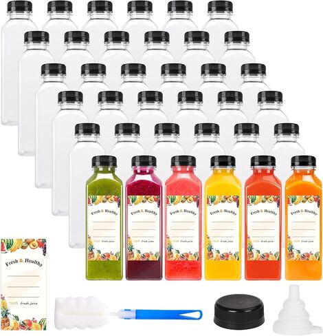 Moretoes 64pcs Shot Bottles with Caps 2oz Bottles with Caps, Empty Juice Bottles for Juicing, Reusable Juice Containers with Labels, Funnel and Brush for Milk Ginger Shots Drinking and Other Beverages in Saudi Arabia