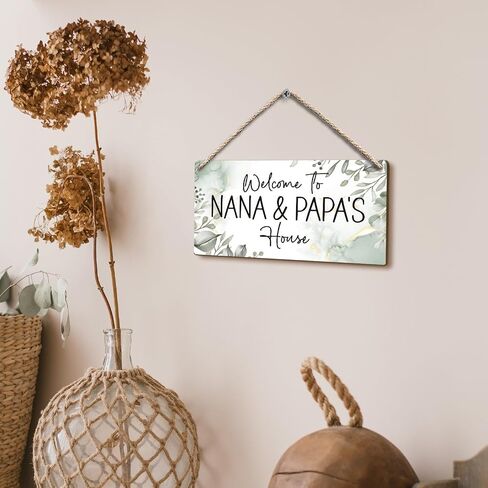 Grandma and Grandpa's House Hanging Wooden Signs 12x6, Grandma and Grandpa Gifts, Grandparents Gifts House Wall Decor, Grandkids Welcome Sign Decor Gifts for Grandma and Grandpa Grandparents in Kuwait