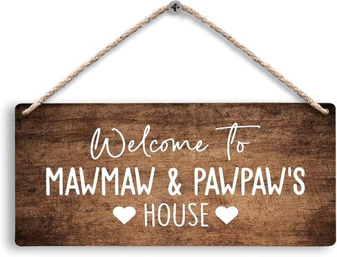 Grandma and Grandpa's House Hanging Wooden Signs 12x6, Grandma and Grandpa Gifts, Grandparents Gifts House Wall Decor, Grandkids Welcome Sign Decor Gifts for Grandma and Grandpa Grandparents in Kuwait