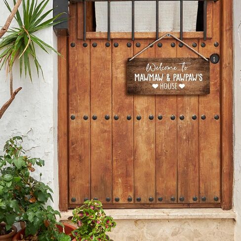 Grandma and Grandpa's House Hanging Wooden Signs 12x6, Grandma and Grandpa Gifts, Grandparents Gifts House Wall Decor, Grandkids Welcome Sign Decor Gifts for Grandma and Grandpa Grandparents in Kuwait