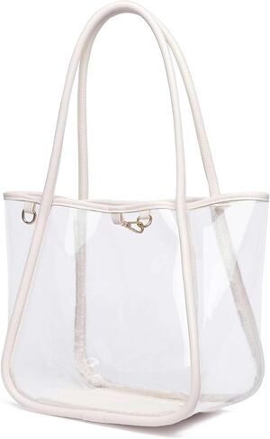 Like Dreams Large Clear Tote Bag, Inner Detachable Pouch, Holographic Purse for Women, Dual Handle Vegan Leather Fashion Bag in Saudi Arabia
