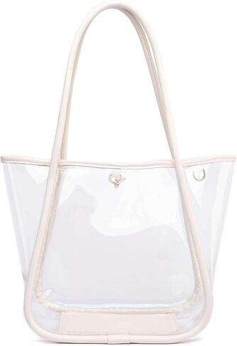 Like Dreams Large Clear Tote Bag, Inner Detachable Pouch, Holographic Purse for Women, Dual Handle Vegan Leather Fashion Bag in Saudi Arabia