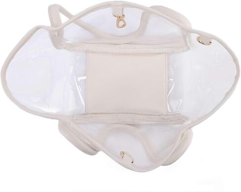 Like Dreams Large Clear Tote Bag, Inner Detachable Pouch, Holographic Purse for Women, Dual Handle Vegan Leather Fashion Bag in Saudi Arabia