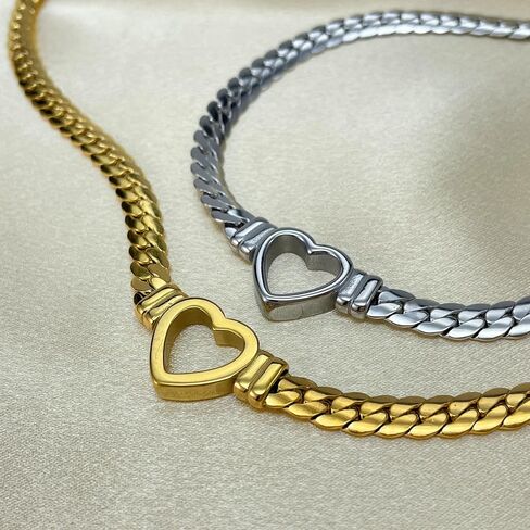 Gold Plated Love Heart Chain Necklace-Adjustable Length Necklace for Women Dainty Jewelry-Chain Necklace for Teen Girls-Gift for Birthday-Valentine’s Day-Christmas in Saudi Arabia