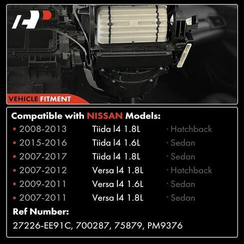 مجموعة محرك منفاخ سخان HVAC A-Premium متوافقة مع سيارات Nissan - Versa 2007 2008 2009 2010 2011 - الجانب الأمامي، استبدال # 27226-EE91C، 27226EE91C in Saudi Arabia