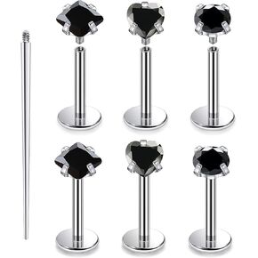 16G F136 Titanium Lip Rings CZ Labret Jewelry Internally Threaded Monroe Lip Ring Medusa Snake Bite Piercing Jewelry Conch Tragus Forward Helix Cartilage Earring Studs Piercing Jewelry