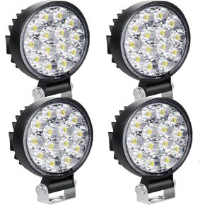 12pcs Round Light Bar Pods, 3.3 inch 42W Spot Beam Mini Offroad Driving Fog Lights Work Lamp 9-30V for Car Trucks Tractors SUV ATV Tractors Excavator Boats, Led Round Light Bar 6000K White