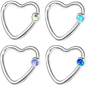 4 قطعة القلب الصلب 16 جرام الأسير الحاجز الدائري ثقب المجوهرات الزنمة الأنف الحاجز الحاجب الغضروف 3 مللي متر كريستال الكرة المزيد من الخيارات in Kuwait