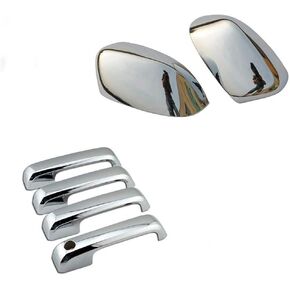 ALP Chrome Top Half Mirror Cover + 4 Door Handle Covers fit 2017-2021 F250 F350 Super Duty (NOT fit F150)
