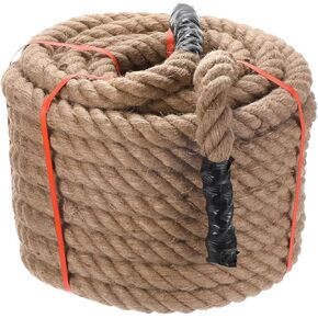 PATIKIL 2" x 50Ft Twisted Manila Rope Jute Rope Natural Thick Jute Rope Twine Burlap Rope for Docks Railings Bundling Craft Tug of War Decorating